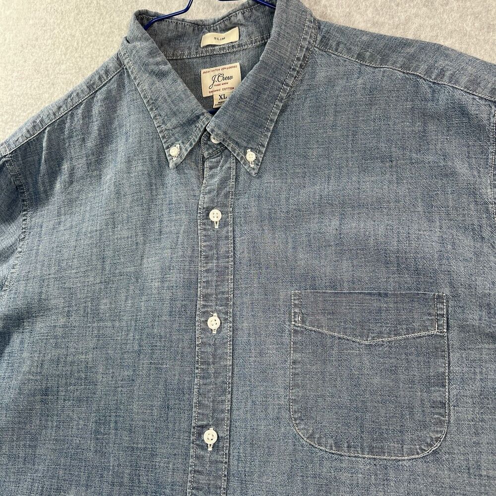 J Crew Shirt Mens XL Blue Chambray Slim Fit long Sleeve Button Up - Picture 3 of 15